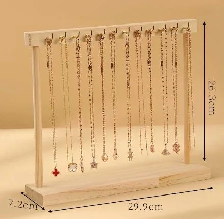 β¨ Wooden Jewelry Display Rack β Elegant Countertop Organizer for Necklaces & Accessories π