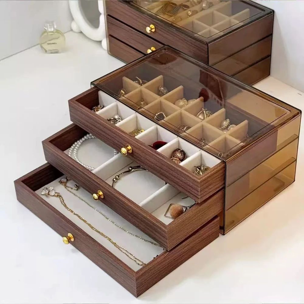 ✨ Multi-Layer Wooden Jewelry Organizer – Stylish Storage with Clear View 💍