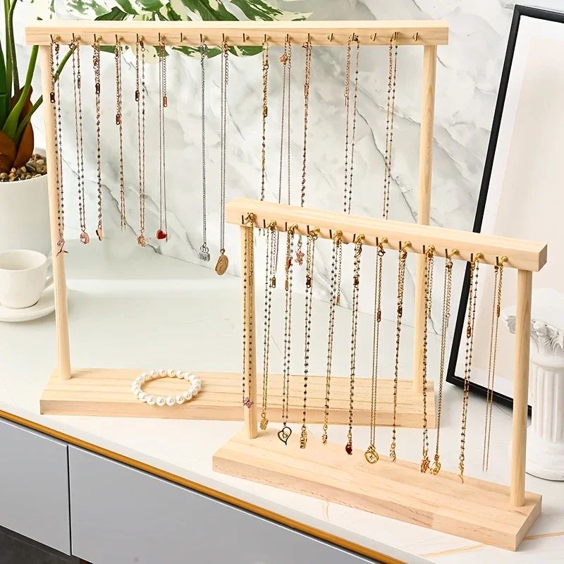 ✨ Wooden Jewelry Display Rack – Elegant Countertop Organizer for Necklaces & Accessories 💍