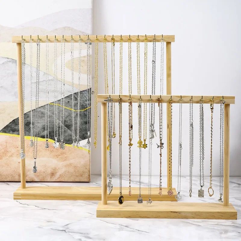 ✨ Wooden Jewelry Display Rack – Elegant Countertop Organizer for Necklaces & Accessories 💍