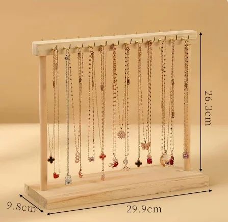 ✨ Wooden Jewelry Display Rack – Elegant Countertop Organizer for Necklaces & Accessories 💍
