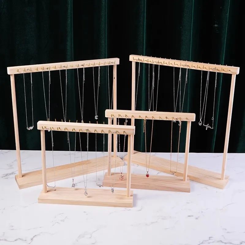 ✨ Wooden Jewelry Display Rack – Elegant Countertop Organizer for Necklaces & Accessories 💍