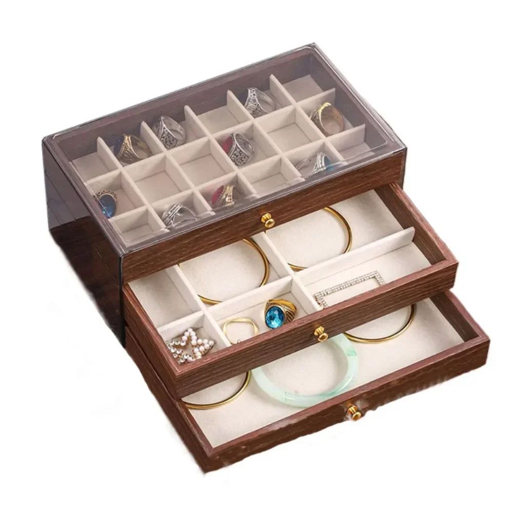 ✨ Multi-Layer Wooden Jewelry Organizer – Stylish Storage with Clear View 💍