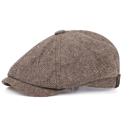Baker Boy Peaky Blinders Hat Newsboy Flat Cap Herringbone Tweed Gatsby
