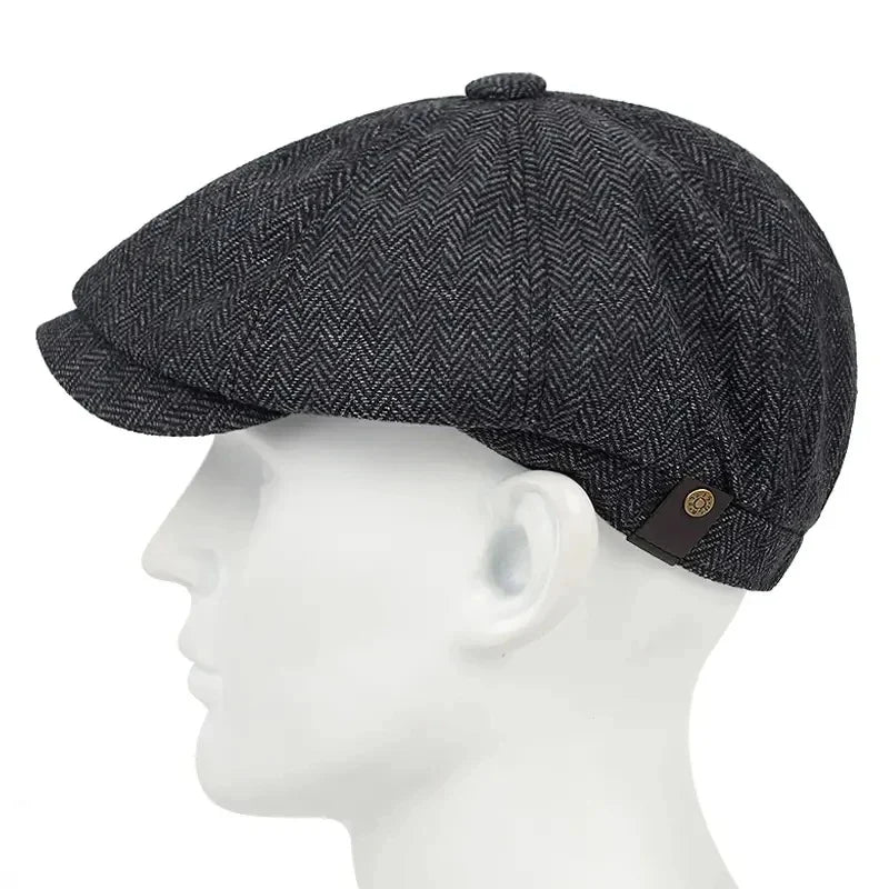 Baker Boy Peaky Blinders Hat Newsboy Flat Cap Herringbone Tweed Gatsby