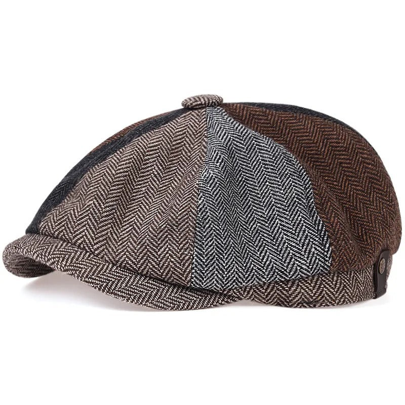 Baker Boy Peaky Blinders Hat Newsboy Flat Cap Herringbone Tweed Gatsby